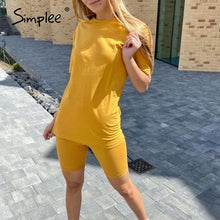 Load image into Gallery viewer, Simplee Casual solid outfits women's two piece