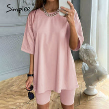 Load image into Gallery viewer, Simplee Casual solid outfits women's two piece