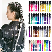 Load image into Gallery viewer, Synthetic hair Braids Kanekalon Ombre Braiding Hair Extension Box Braid Hair Pink Purple Yellow Golden Colors Crochet braids
