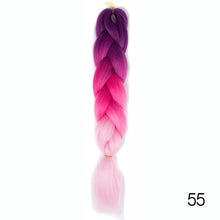 Load image into Gallery viewer, Synthetic hair Braids Kanekalon Ombre Braiding Hair Extension Box Braid Hair Pink Purple Yellow Golden Colors Crochet braids
