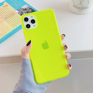 Neon Fluorescent Solid Color Phone Case For iPhone