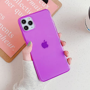 Neon Fluorescent Solid Color Phone Case For iPhone