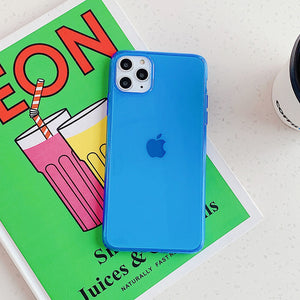 Neon Fluorescent Solid Color Phone Case For iPhone