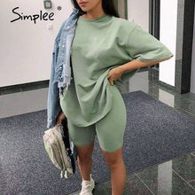 Load image into Gallery viewer, Simplee Casual solid outfits women&#39;s two piece
