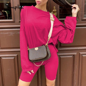 Simplee Casual solid outfits women's two piece