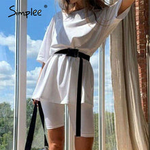 Load image into Gallery viewer, Simplee Casual solid outfits women&#39;s two piece
