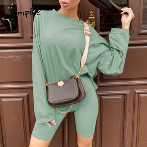 Simplee Casual solid outfits women's two piece