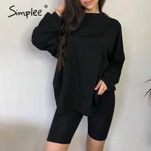 Load image into Gallery viewer, Simplee Casual solid outfits women&#39;s two piece
