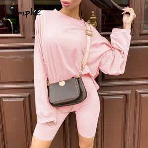 Simplee Casual solid outfits women's two piece