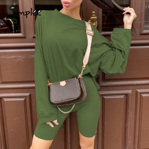 Simplee Casual solid outfits women's two piece