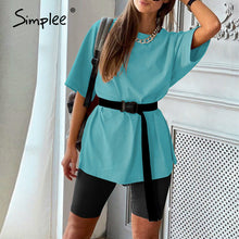 Load image into Gallery viewer, Simplee Casual solid outfits women&#39;s two piece
