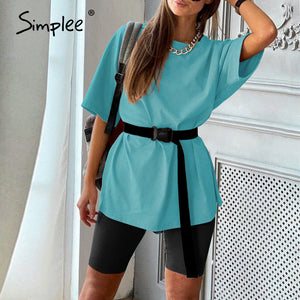 Simplee Casual solid outfits women's two piece